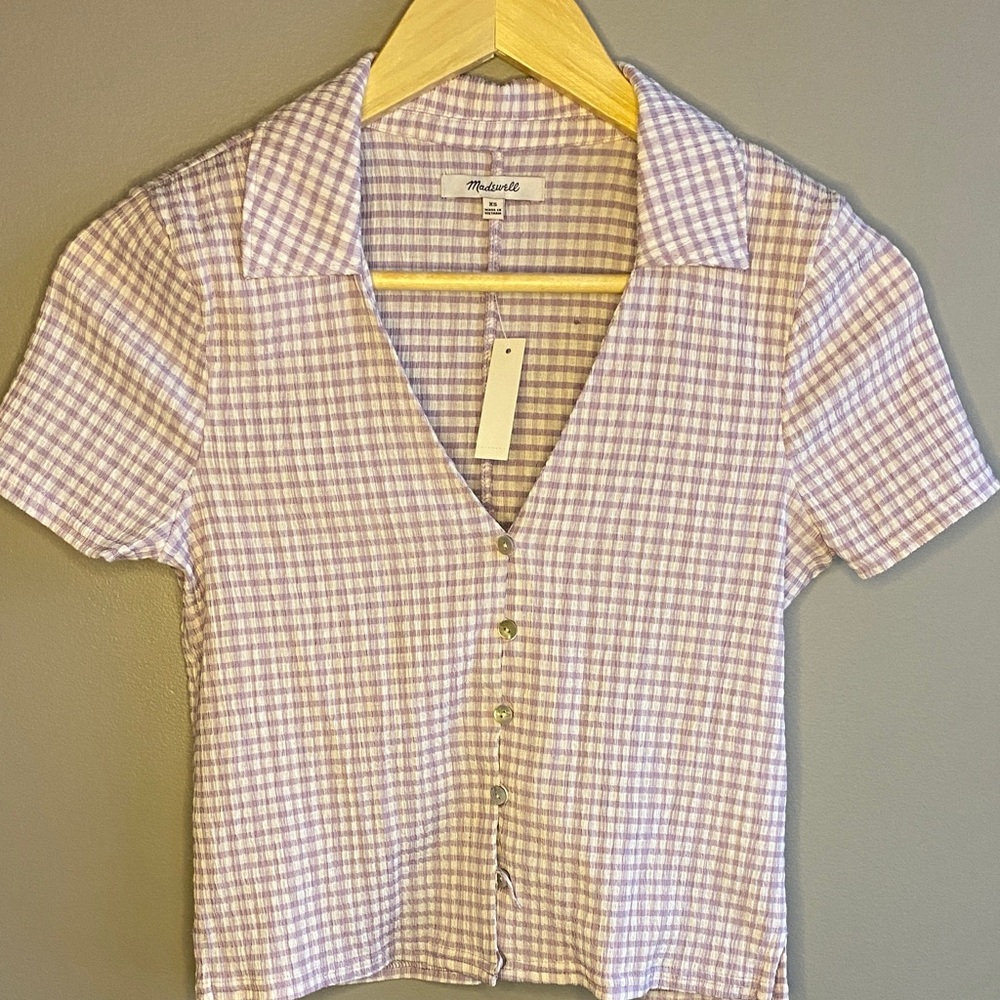 Madewell Purple & Cream Striped Top (Size XS, NWT with a Minor Flaw)